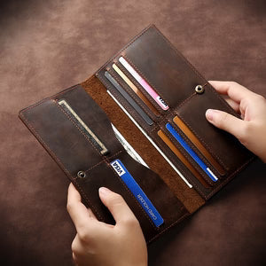 Horse Long Wallet Genuine Leather Hand-held Men's Card Holder